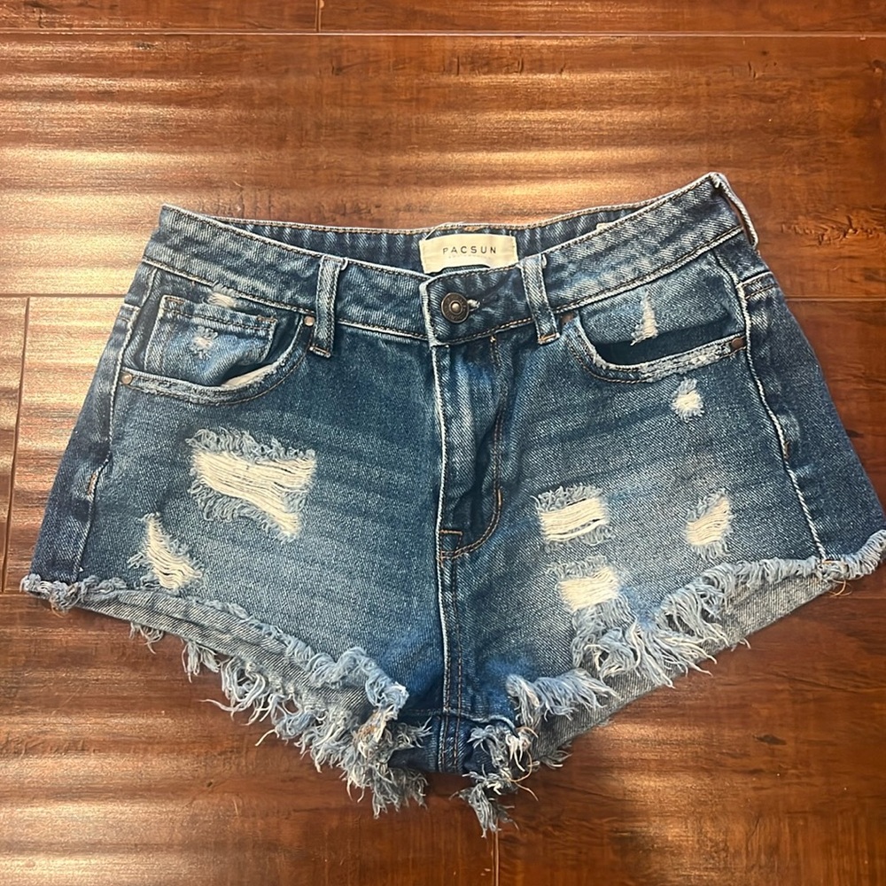 PACSUN Jean Shorts High Rise Festival, Size 25, Distressed, Excellent Condition!